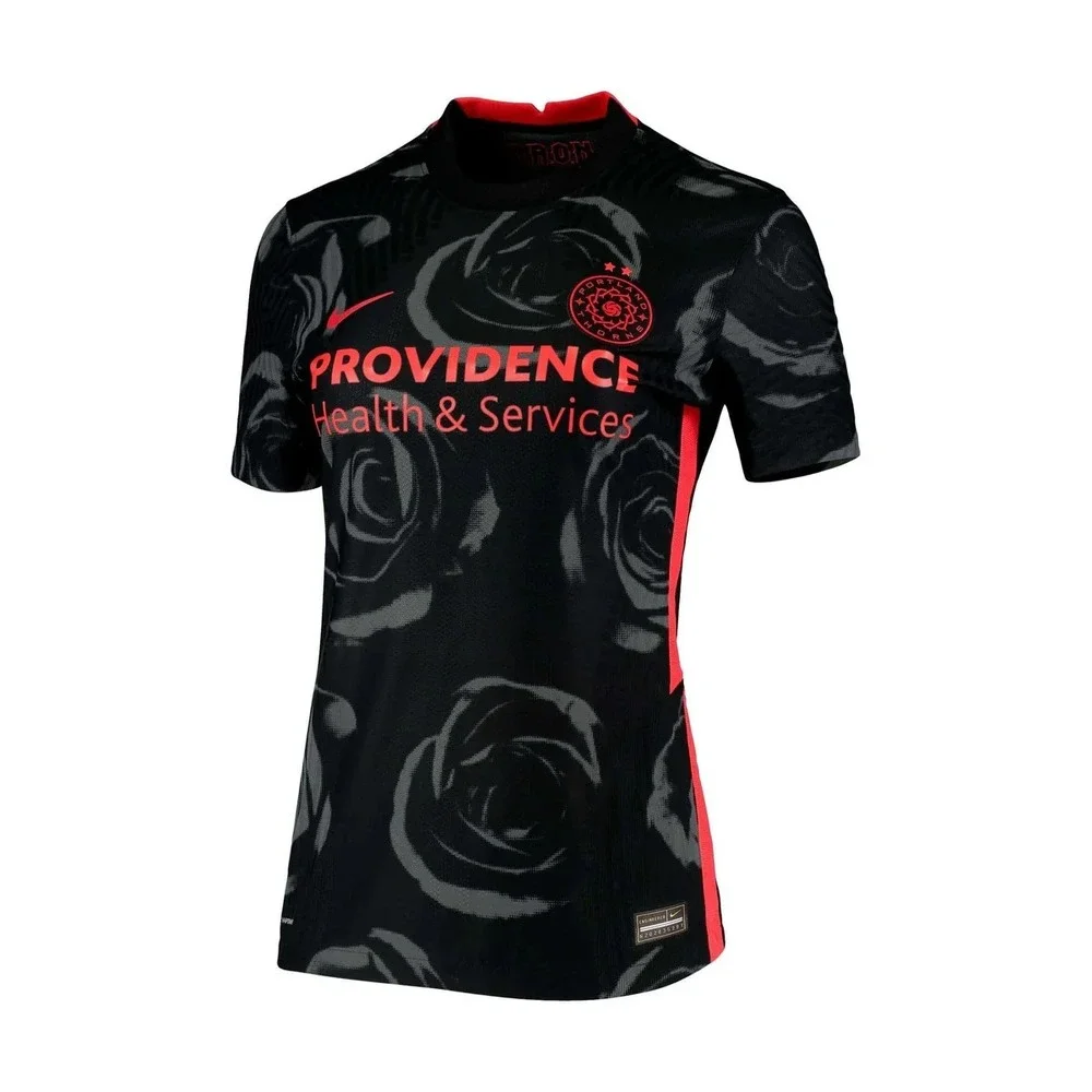 New Nike Womens Portland Thorns Soccer Jersey Size XS Black Red Slim Fit‎